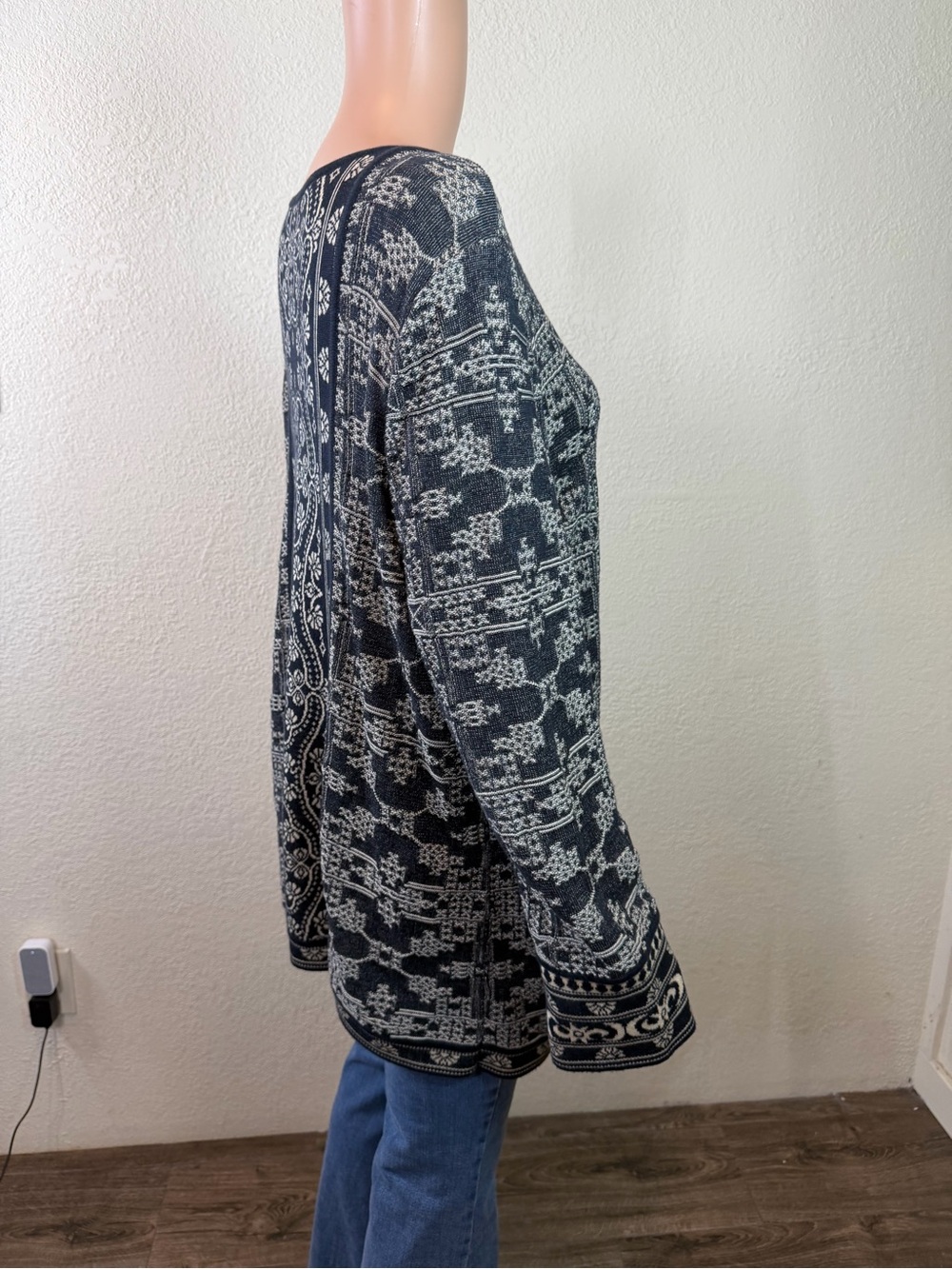Peruvian Connection Women's Gray Patterned Teddy Jacket xl - Picture 3 of 13